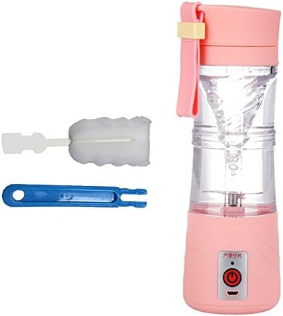 Mini Rechargeable Electric Fruit Juicer portable Blender with USB Charging Cable and installed safety protection program (Pink)