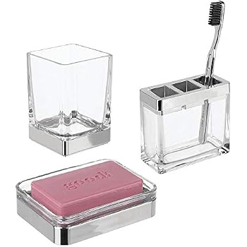 Amazon.com: mDesign Decorative Glass Bath Accessory Set ...