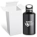 WaterVault Growler - Insulated Stainless Steel Beer & Water Bottle, Double Wall Sport Vacuum Insulated Flask with Finger Loop Carry Handle, Wide Mouth, 64 oz. Matte Black