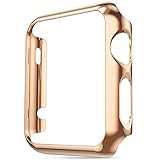 Apple Watch Case, for Series 1 ZOEKO 38mm/42mm Super Thin PC Plated Cover Case Slim Premium Super/Exact Fit/Plastic Cover Snap On Hard Protective Case for Apple iWatch 2015(PC Case Rose Gold 42mm)