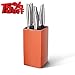 Universal Knife Block - Porcelain Holder w/ Magnetic Bristles - Without Knives, Square, Orange - by Sweese