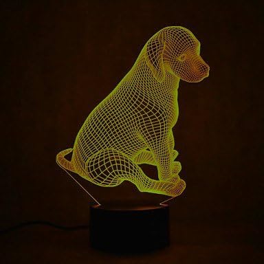 3D Lovely Puppy Night Light 7 Color Change LED Table Desk Lamp Acrylic Flat ABS Base USB Charger Home Decoration Toy Brithday Xmas Kid Children Gift