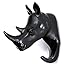 HERNGEE Rhino Head Single Wall Hook/Hanger Animal Shaped Coat Hat Hook Heavy Duty, Rustic Decorative Gift, Black