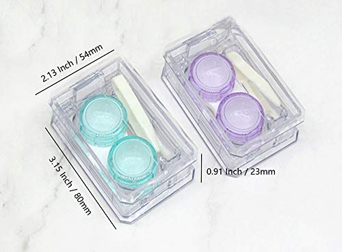 image for KISEER 2 Pcs Mini Clear Color Contact Lens Case Travel Kit Contact Len