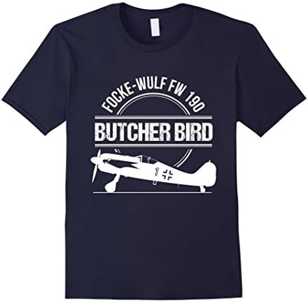 Men's Focke Wulf FW 190 Butcherbird Warbird Aviation T-Shirt Medium Navy
