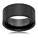 Cavalier Jewelers 10MM Men's Titanium Ring Wedding Band | Black Plated Pipe Cut | Brushed Top