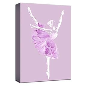 Canvas Wall Art Ballet Dancer in Pink Painting Artwork for Home Decor Framed - 12x18 inches