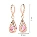 18k Rose Gold Plated Autralian Pink Swarovski Crystal Drop Dangle Hoop Earring