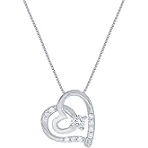 La Joya Adorable Lab Grown Diamond Heart Necklaces for Women| Accompanied By An Adjustable Silver Chain | Dainty 925 Sterling Silver Diamond Necklace For Women