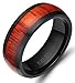SOMEN TUNGSTEN 8mm Men's Women Black Titanium Ring with Real Wood Inlay Comfort Fit Wedding Band Size 5-14 (8)