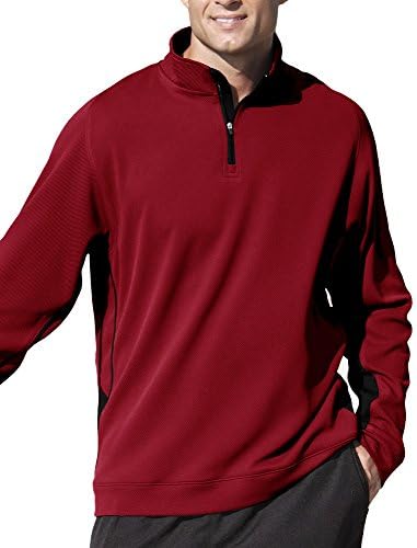 Pro Celebrity Men's Pro-Blitz Quarter-Zip Long Sleeve Pullover (X-Large, Deep Red & Black)