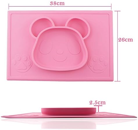 Eoozon Panda Silicone Baby Placemat Plate, BPA Free, One Piece (Pink)