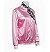 ZIFUNMUR Ladies 50S Grease T Bird Danny Pink Satin Jacket Halloween Cosplay Costume with Neck Scarf (Women, 2X-Large)