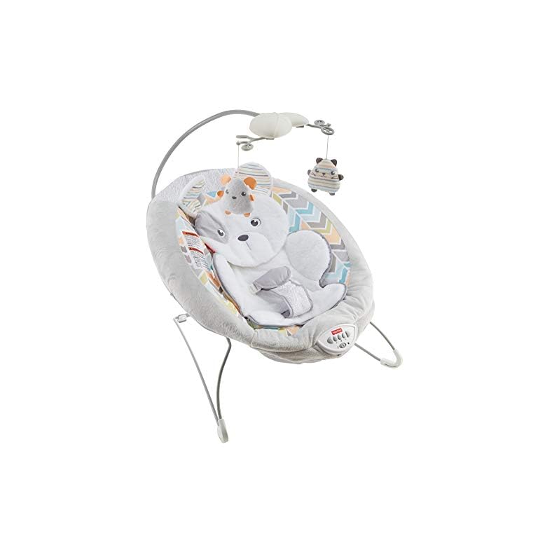 Fisher-Price Sweet Snugapuppy Deluxe Bouncer, portable bouncing baby seat with overhead mobile, music, and calming…