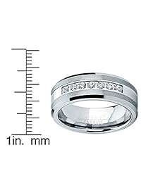 Metal Masters Co. Anillo de compromiso de carburo de tungsteno para hombre, anillo de boda con centro de acero inoxidable, circonita cúbica de 0.315 in, tamaños 7 a 13