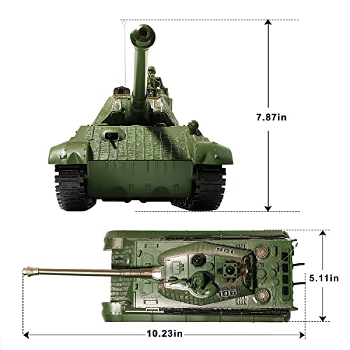 Remote Control Army Tank, 128 RC WW2 German King Tiger Heavy Tank Toy Model with Rotating