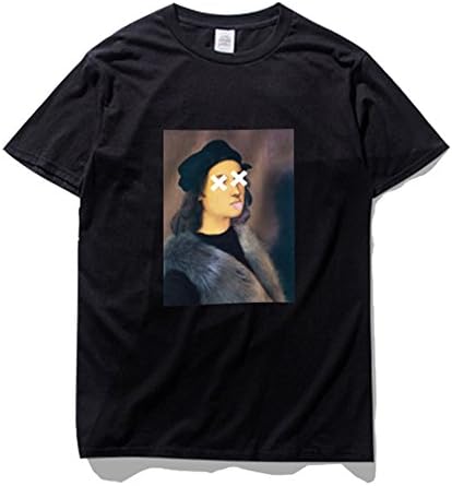 CheZEN Mens Cotton Girl Prints Casual Short-sleeve T-shirt Black XXL