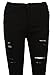 J-Deal High Waist Woman Knee Skinny Pencil Pants Denim Ripped Jeans (Black, S)