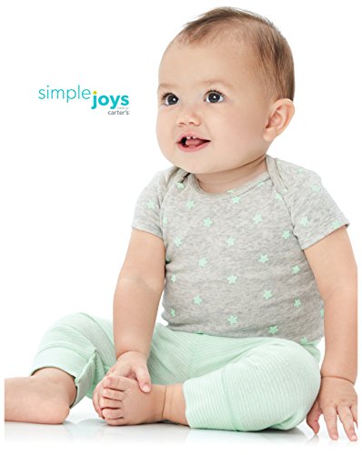 Simple Joys by Carter's Unisex Babies' 6-Piece Bodysuits (Short and Long Sleeve) and Pants Set, Grey/Mint Green/Elephant/Lamb, 3-6 Months