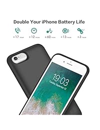 Battery Case for iPhone 6 6s 7 8, [Upgraded 6000mAh] Ekrist Portable Ultra-Slim Protective Charging Case, Extended Rechargeable Smart Battery Pack, Backup Charger Case Power Bank Cover (4.7inch-Black)