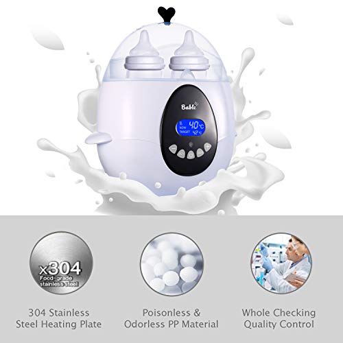 Bable Baby Bottle Warmer, Multipurpose Smart Bottle Warmer and Sterilizer with Remote Control & LCD-Display of Real-time and Target Temperature