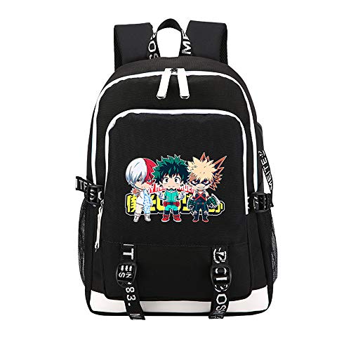 TPS My Hero Academia School Bag Anime Travel Backpack USB Charging