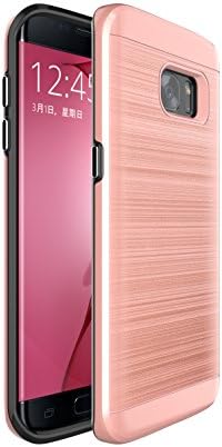 Galaxy S7 Edge Case, Demacia [Slim Meta] Slim Fit Premium Dual Layer Protection Case with Metallic Brush Finish Back with Shock Absorbing TPU Inner Layer for Samsung Galaxy S7 (Rose Gold)