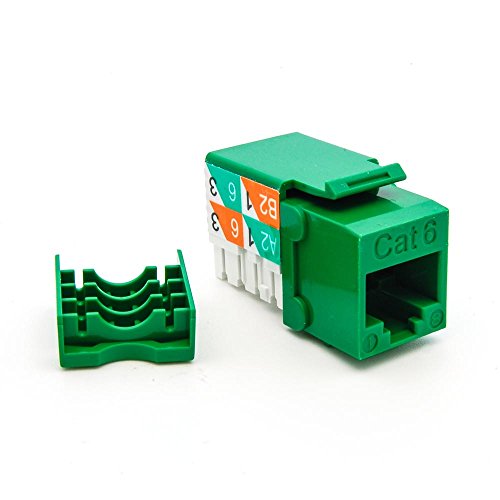 Beszin Cat.6 RJ45 110 Type Keystone Jack (10-Pack, Green)