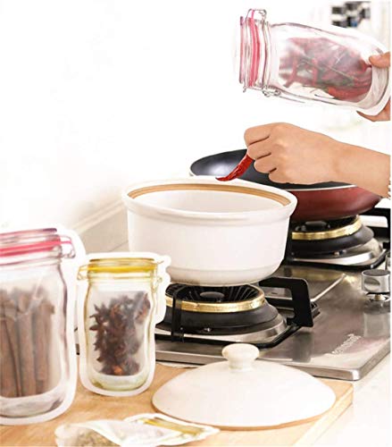 image for LOSOUL 4 Pieces Mason Jar Zipper Bags Reusable Snack Saver Bag Leakpro
