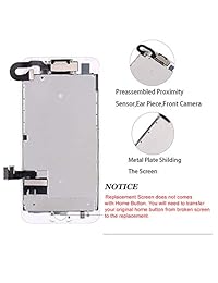 para el iPhone 7 (4.7 pulgadas) Kit de reemplazo de la pantalla LCD + [Sensor de proximidad] + [Altavoz del oído] + [Cámara frontal] + [Herramientas de reparación] + [Tacto 3D] Compatible con los modelos A1660, A1778, A1779 (blanco)