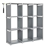 SONGMICS 9 Cube DIY Cube Storage Shelves Open Bookshelf Closet Organizer Rack Cabinet Gray