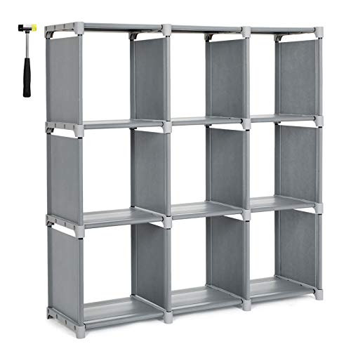 SONGMICS 9 Cube DIY Cube Storage Shelves Open Bookshelf Closet Organizer Rack Cabinet Gray