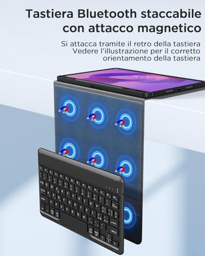 EasyAcc Keyboard Cover Compatible with Lenovo Idea Tab 11 Inch Tablet 2025 (TB-336ZU/TB-336FU) with Protective Film, Removable Keyboard Case with Black Pen Holder