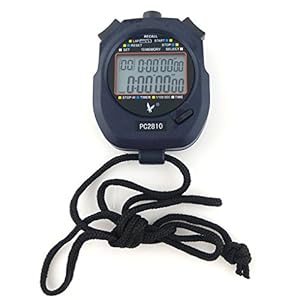 JZK PC2810, digitale stopwatch, 2 regels, 10 geheugen, countdown-alarm, accu + koord, voor sporttraining