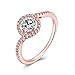 Wemeet CZ Engagement Rings for Women, 18K Rose Gold Plated Round Cut Crystal Simulated Diamond Fashion Rings Best Promise Ring for Her Anniversary