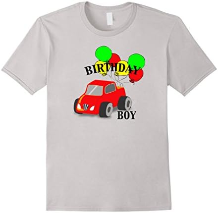 Men's Birthday Boy Truck &amp; Balloons T Shirt 2XL Silver