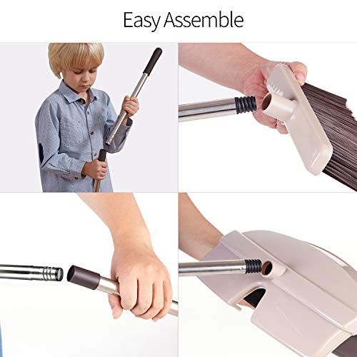 image for YaYbYc Broom and Dustpan Set with Lid Super Long Handle Lobby Broom wi