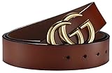 Fashion G-Style Gold Buckle Unisex Belt for Men or Women [3.8cm Belt Width] (100cm (Waist 29