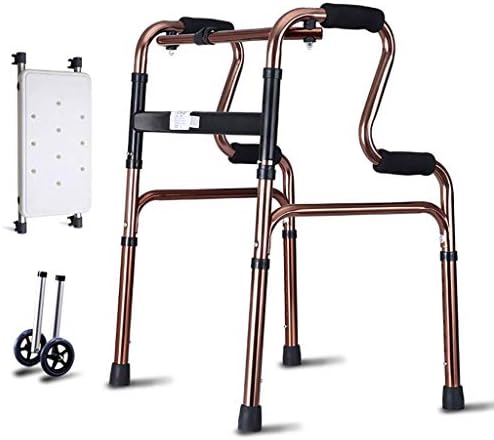 歩行器 アルミニウム製折りたたみ式歩行移動補助具 高齢者用歩行フレーム用シート付き2 In1車輪付き歩行器