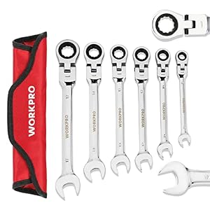 WORKPRO フレックスラチェットレンチ コンビネーションレンチセット 首振りラチェット コンビセット