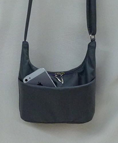 Mini Hobo grey leather shoulder bag cross body purse cell phone purse from Grizzly Creek by Debbie