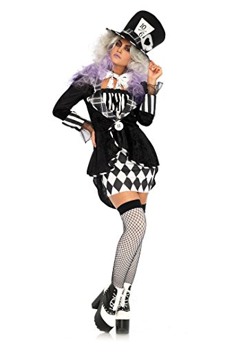 3 PC. Ladies Wonderland Mad Hatter Coat Dress
