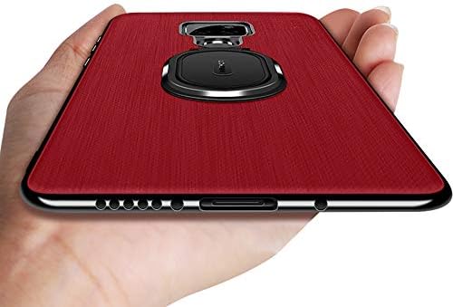 Diaxbest Leather Case Compatible with Huawei Mate 20 X,Slim Leather Case with Ring Holder Stand Anti-Slip Soft TPU Full Body Protective Shockproof Business Men Covers Compatible Huawei Mate 20 X (Red)