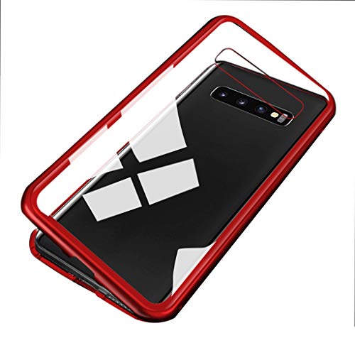Bokoo Magnetic Protect Case for Samsung Galaxy S10 Plus 6.4 inch Adsorption Metal Bumper Glass Full Cover | Clear No Front Class