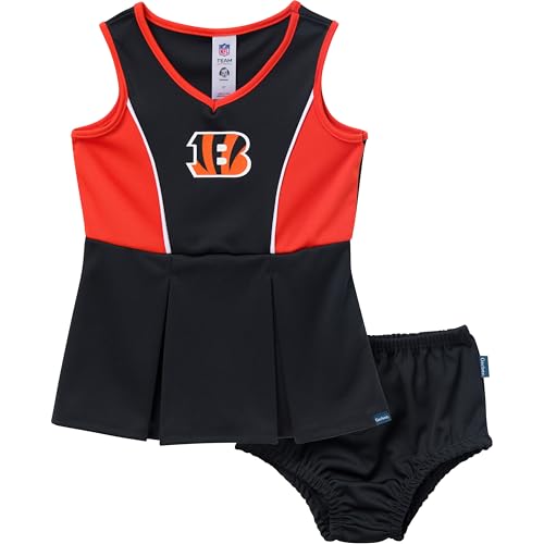 Gerber Toddler Girls' NFL Cheerleader Dress and Bloomer Set, Bengals, 3T