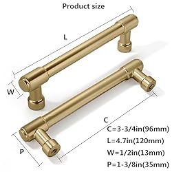 khtumeware 6 Pack Brushed Brass Cabinet Pulls 3-3/4