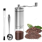 Manual Coffee Grinder with Adjustable Setting, GDREAMT Portable Hand Burr Coffee Grinder for Espresso, Aeropress, Drip Coffee, French Press, Turkish Brew, Conical Burr Mill & Brushed Stainless Steel