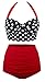 Angerella Polka High Waisted Cute Bikini Swimwear Bathing Suit,Black,L