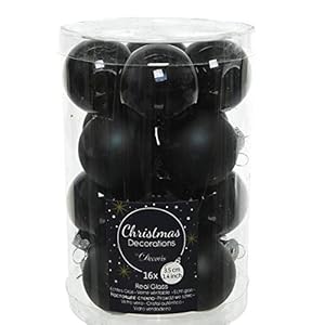 Kerstballen glas glans-mat 3,5 cm zwart