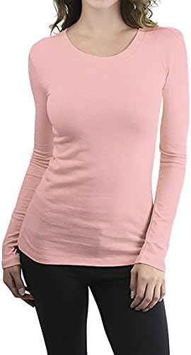 COTTON PICKING GIRLS Women's Basic Solid Color Tee Breathable Soft Long Sleeve Cotton T-Shirt